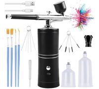Kit de aerógrafo inalámbrico con compresor, kit de aerógrafo portátil con batería, pistola de aerógrafo de mano recargable + accesorios de limpieza para maquillaje, diseño de uñas, decoración de