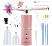 Kit de aerógrafo inalámbrico con compresor, kit de aerógrafo portátil con batería, pistola de mano recargable + accesorios de limpieza para maquillaje, diseño de uñas, decoración de pasteles y pintura