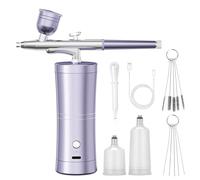 Kit de aerógrafo portátil con compresor de aire, aerógrafo para uñas, compresor de aerógrafo, máquina de aerógrafo de alta presión, mini cepillo de aire de mano (morado)