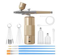 Kit de aerógrafo portátil con compresor de aire, aerógrafo para uñas, compresor de aerógrafo, máquina de aerógrafo de alta presión, mini cepillo de aire de mano (dorado)