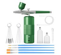 Kit de aerógrafo portátil con compresor de aire, aerógrafo para uñas, compresor de aerógrafo, máquina de aerógrafo de alta presión, mini cepillo de aire de mano (verde)