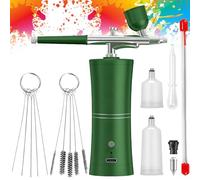 Kit de aerógrafo portátil, pistola de mano recargable con cepillo, mini aerógrafo con compresor para diseño de uñas, decoración de pasteles, maquillaje, modelado de tatuajes, color de modelo (verde)
