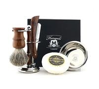 Kit de afeitado clásico, kit de aseo para hombre, corte de garganta, cepillo de afeitar, soporte de afeitado, tazón de afeitar para afeitado vintage kit de afeitado de madera