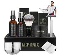 Kit de afeitado para hombres, incluye crema de afeitar de sándalo, bálsamo para después del afeitado para hombres, aceite pre-afeitado, brocha y tazón de afeitado, babero de barba, set de regalo de