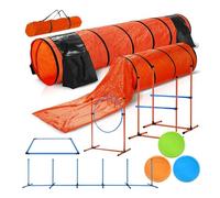 Kit de agilidad para perros con túneles dobles, saltos y postes.Conjunto de entrenamiento interior al aire libre portátil para ejercicio Estimulación mental divertido Fácil configuración Equipo durade