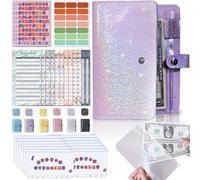 Kit de aglutinante Gestión De Dinero - Planificador Presupuestario A6, Carpeta De Ahorros| Pu Loose Leaf Organizer Sobres Almacenamiento Notebook For Personal Finance Office Classroom Use Presupuesto
