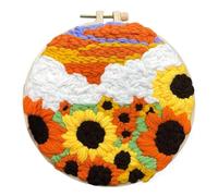 Kit de aguja de punch para principiantes para adultos, juego de bordado para plantas de girasol - Kit de aguja de punzón artesanal kit para comenzar con bordado con aguja de ponche para mujeres