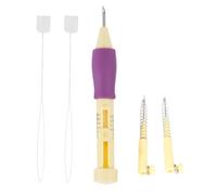 Kit de aguja de punzón para bordado, herramienta de pluma de bordado ajustable de 3 tamaños, enhebradores de aguja de punzón intercambiables para manualidades de costura DIY (amarillo + morado)