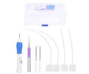 Kit de aguja de punzonado, hilo de bordar, punzón de costura cruzada, juego de herramientas de artesanía, dispositivo de roscado de costura para manualidades con estuche de almacenamiento portátil para principiantes y principiantes