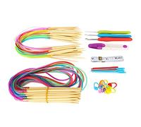 Kit de Agujas Circulares con Tubos de Colores, Agujas de Tejer de Doble Punta de Bambú, Accesorios de Costura de Ganchillo de 40 cm y 80 cm para Coser, Manualidades de Bricolaje,