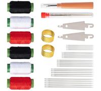 Kit de agujas de coser de acero Big Eye, juego de agujas de acero Big Eye de 37 piezas con desgarradores de hilo, enhebradores de, hilos y dedales, kit de costura para adultos e hilo