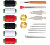 Kit de agujas de coser de acero Big Eye Juego de agujas de acero Big Eye Kit de costura de Juego de 37 piezas con desgarradores de hilo, enhebradores, hilos y dedales.