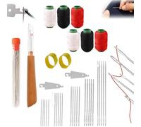 Kit de agujas de coser de acero Big Eye, kit de agujas de coser de acero inoxidable de 37 piezas, agujas de coser portátiles, costura a mano de ojo grande, kit de costura para costura de cuero, uso