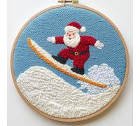 Kit de agujas de perforación para principiantes, diseño de Papá Noel en pendiente nevada, kit de costura de perforación para adultos, kits de punzonado de aguja para adultos con temática navideña
