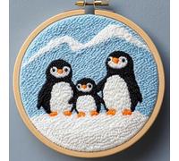 Kit de agujas de perforación para principiantes, diseño de pingüinos para abrazar al bebé, kit de costura para adultos, kits de punzonado de aguja para adultos amantes de los animales