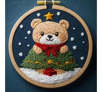 Kit de agujas de perforación para principiantes, kit de costura de oso lindo patrón para adultos, kits de perforación de aguja para adultos, bricolaje hecho a mano creativo decorativo para el hogar