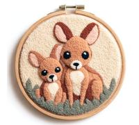 Kit de agujas de perforación para principiantes, kit de costura para adultos con canguro grande y Joey, kits de punzonado de aguja para principiantes y amantes de los animales