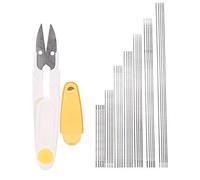 Kit de agujas para abalorios con orificio central, agujas para hacer joyas DIY, 7 tamaños variados de agujas para abalorios para coser collares hechos a mano, incluye tijeras y