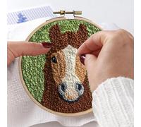 Kit de agujas perforadoras para principiantes,Kit de agujas perforadoras para alfombras y tazas, de mechones de alfombra de paisaje animal | Conjunto de bordado de aguja perforadora de dibujos anim