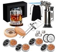 Kit de Ahumador de Cóctel con Antorch, Kit para fumadores de Cócteles con 4 Sabores de Virutas de Madera, Accesorio para Ahumador Kit Coctelería para Regalo para el Jardín de Papá