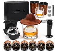 Kit de ahumador de whisky con linterna, + 2 máquinas de hielo transparentes y 2 vasos de whisky, kit completo de ahumador de cóctel para estilo antiguo, bourbon/escocés, regalo perfecto para hombres