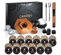 Kit de ahumador de whisky de 23 piezas con antorcha, 12 chips de madera, molde de bola de hielo, kit de infusor de ahumador de cóctel, kit de ahumador de bebidas antiguas, regalos de whisky bourbon de