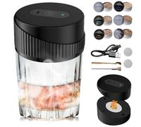 Kit de ahumador de whisky eléctrico, recargable, juego de 6 chips de madera, accesorios de whisky para whisky, bebidas y bourbon, regalo para papá, amantes de cócteles