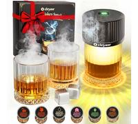 Kit de ahumador de Whisky, Kit de Ahumador de Cóctel con 6 sabores Chips de Madera, 2 Vasos, 2 moldes Hielo, Kit de ahumador de Bebidas Antiguas, Regalo para Padres, Esposos y Amantes de Los Cócteles