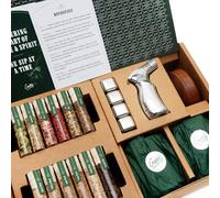 Kit de ahumador de whisky y cóctel, kit de madera y ahumado botánico de primera calidad, incluye 6 chips de madera, 6 botánicos, 2 vasos, piedras de whisky, antorcha y chimenea, regalo único para
