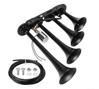 Kit de aire de tren de 12 V y 24 V, 185 dB, súper fuerte, cuatro trompetas de aleación de zinc cromado, para coche, camión, barco, motocicleta, tractor