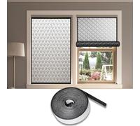 Kit de Aislamiento 120 x 320 cm, Sealed Windproof for Indoors, sin Taladrar, Fácil de Instalar, Ahorro Energético, Thermal Insulation Curtain con Tape, para Claraboyas, Plata