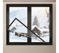 Kit de Aislamiento de Ventana de 0,18 mm 80 90 100 120 160 180 200 cm, sellador de Cubierta de Ventana de plástico Resistente, Envoltura de Aislamiento Grueso Transparente for Invierno(Negro)