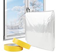 Kit de aislamiento de ventana de 1,6 m x 10 m, película aislante transparente para ventanas que detiene la condensación fría, película térmica POF con cinta adhesiva de doble cara, kit de