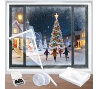 Kit De Aislamiento De Ventana, Plástico Para Invierno 1.5mx4m, 1.6mx1.6m, 1.8mx2m Kit De Película Transparente Gruesa Con Tira De Gancho Y Bucle, Resistente Al Viento Y Cálido(White,W81cm X H150cm)