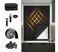 Kit de Aislamiento Térmico para Ventanas de Invierno, Impermeable y Cortavientos Cortina Reutilizable con Relleno de Algodón Para Hogar Ático y Caravana(Oscuro,120x180cm/47.2x70.9in)