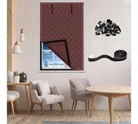 Kit De Aislante Termico Ventanas Cubierta De Ventana Térmica De Tela Oxford Cortina Termico Autoadhesivo Invierno Para Salon Balcón Reutilizable Protección Contra El Frío(Marrón,W160x201cm)