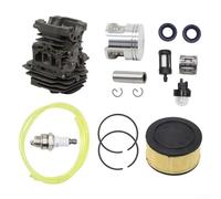 Kit de ajuste compatible con motosierra MS251, incluyendo filtro de aire de pistón cilíndrico, filtro de combustible, sello de aceite, bola de fuego y anillos (A)