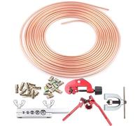 Kit de ajuste de línea de freno, herramienta de doble parpadeo para líneas de freno. El kit de herramientas con parpadeo de frenos de coche con cortatubos y sindicatos para diferentes sistemas de
