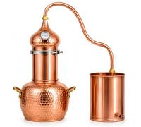 Kit de alambique de cobre de 2 litros con termómetro, equipo de destilación para whisky y aceites esenciales