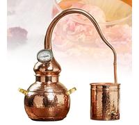 Kit de alambique de cobre puro, destilador para el hogar con termómetro de 3 litros, métodos de calefacción, fondo de llama abierta, parte inferior de estufa de inducción, hermosa artesanía para