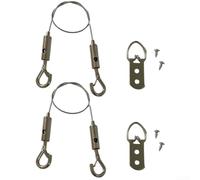 Kit de alambre de acero inoxidable para colgar cuadros, colgador de pared ajustable resistente para montaje en espejo, sistema de suspensión de marco con montaje de gancho seguro, plateado (1 m)