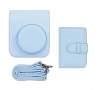 Kit de álbum de fotos y bolsa de cámara para Fujifilm para Mini 12, almacenamiento de 28 secciones con bolsa protectora de poliuretano para uso en movimiento (azul)