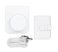 Kit de álbum de fotos y bolsa de cámara para Fujifilm para Mini 12, almacenamiento de 28 secciones con bolsa protectora de poliuretano para uso en movimiento (blanco)