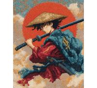 Kit De Alfombra Anudadaanime Samurai Ganchillo Para Adultos Kit De Bordado Para Alfombras，Set Costura Para Cojines De Sofá，Kits Para Hacer Tapiz 31x63in