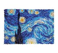 Kit de alfombra de gancho de pestillo kit de fabricación de cielo estrellado para adultos y niños kit de punto de cruz costura de cojín para principiantes decoración del hogar60 x 42 cm