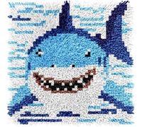 Kit de alfombra pequeña con gancho de pestillo para adultos, tapiz de tiburón, patrones preimpresos, alfombra, costura, hilos de ganchillo, cojín para decoración del hogar, 30 x 30 cm (l314)
