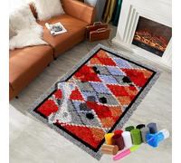 Kit de alfombras con gancho de pestillo, Alfombra de Ganchillo con patrones, alfombra de hilo de lona preimpresa, manualidades para adultos y principiantes, Kit para Hacer Tapices 69 x 102 cm