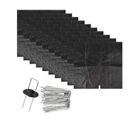 Kit de alfombrillas de protección para jardín, 10 piezas con 50 clavijas, discos de mantillo para base de árbol, cubierta de suelo, material PP, diseño flexible, color negro para erosión de humedad