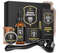Kit de alisador de barba, kit de aseo para el crecimiento de la barba, alisador de barba, aceite de crecimiento de barba, champú de lavado de barba, acondicionador, bálsamo, cera, peine, cepillo
