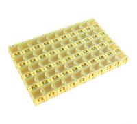 Kit de almacenamiento de plástico para SMD, 50 unidades para clasificar y asegurar resistencias, condensadores y otras piezas en miniatura (amarillo)